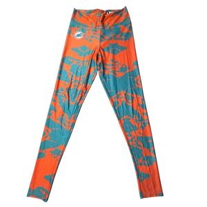 Zubaz Leggings Womens 27 Orange Miami Dolphins NFL Marble Print Athletic Pants